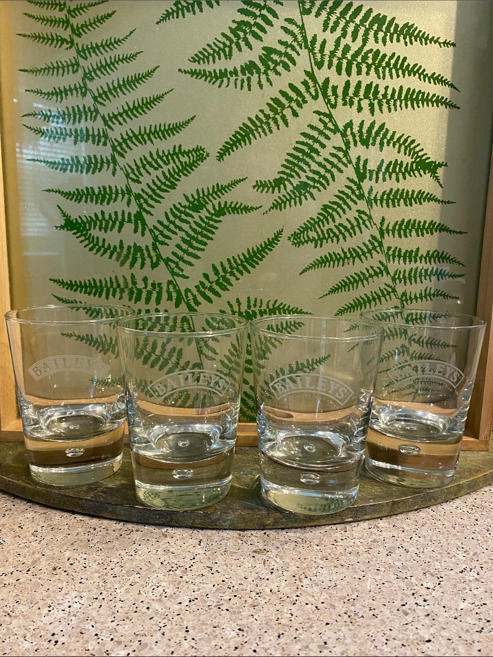 NEW Vintage Baileys Irish Cream Etched Logo  & Bubble Base Lowball Tumbler